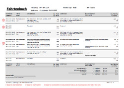 Eine Musterseite unseres Fahrtenbuchs nach den rechtlichen Vorgaben.